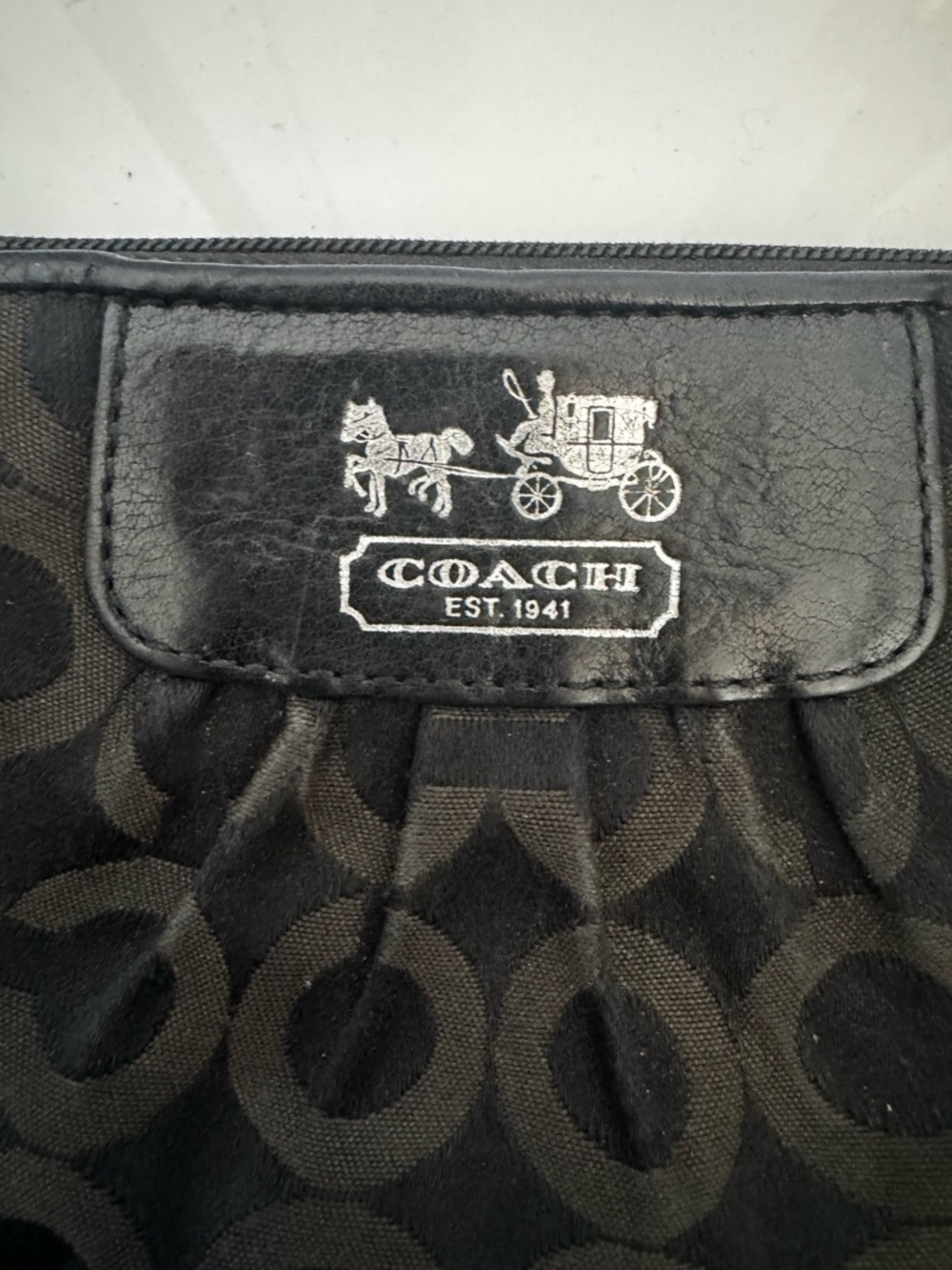Coach Black & Dark Gray Signature Clutch Wristlet- Vintage - Picture 3 of 6